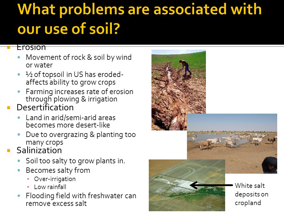 What problems are associated with our use of soil