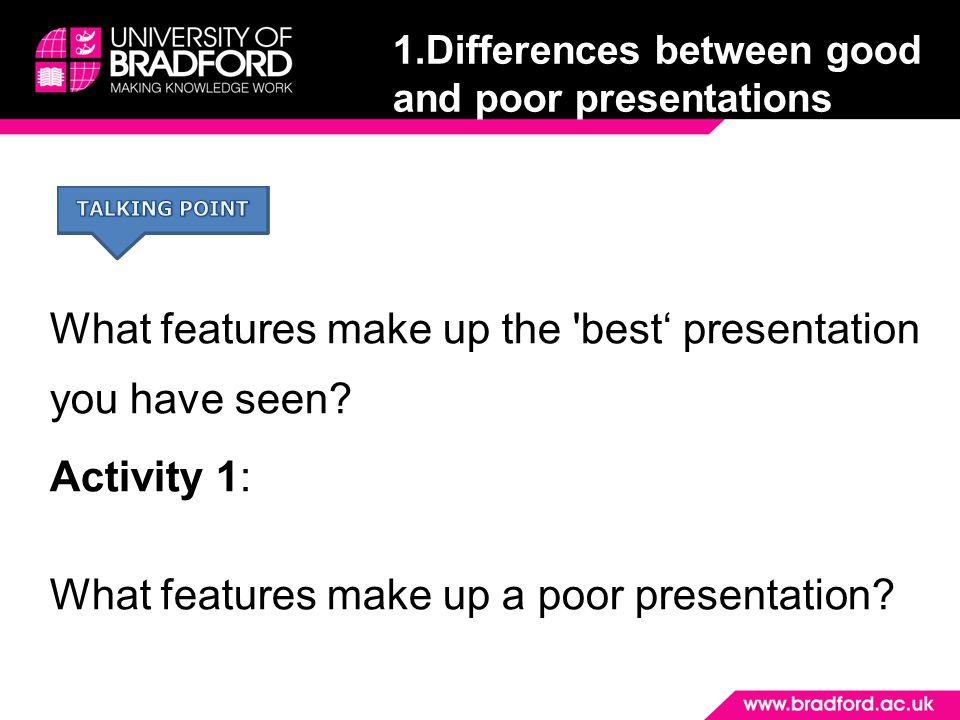 1.Differences between good and poor presentations