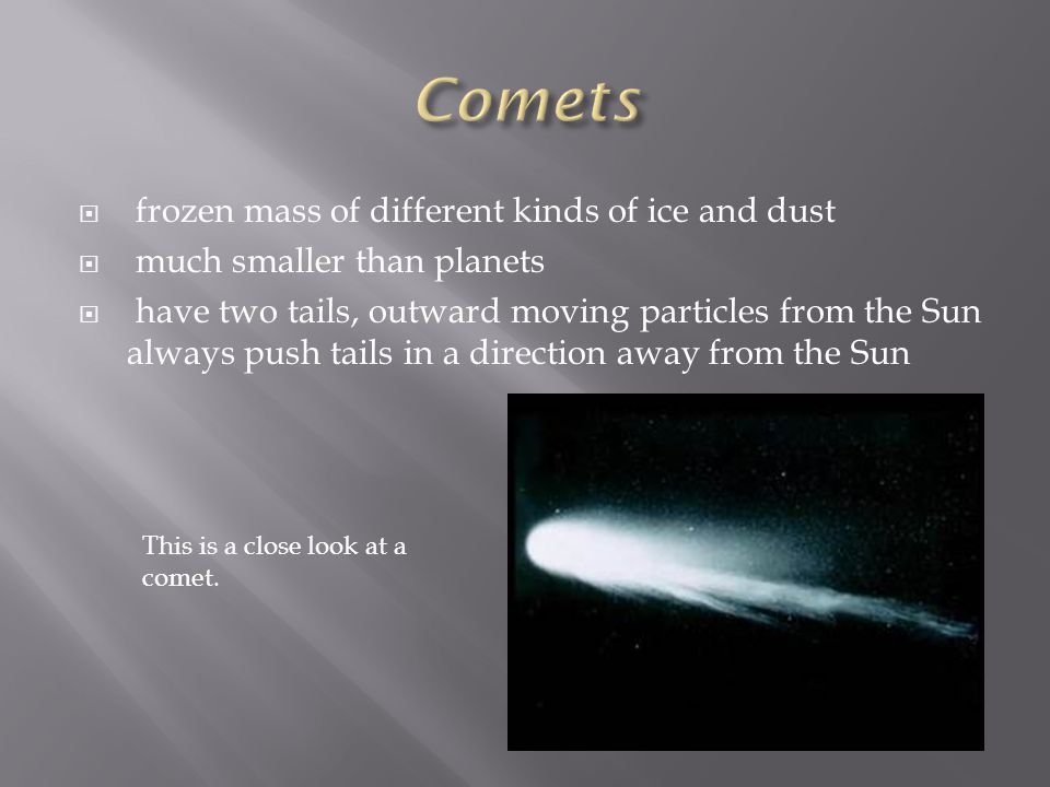 Comets frozen mass of different kinds of ice and dust
