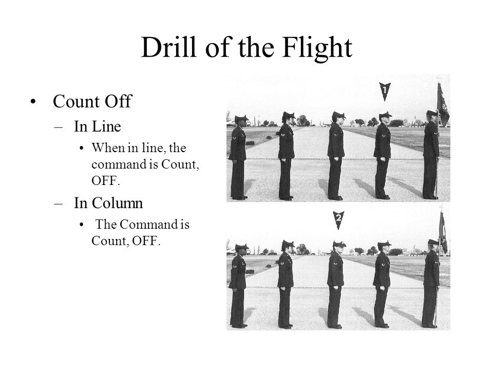 Drill of the Flight Count Off In Line In Column