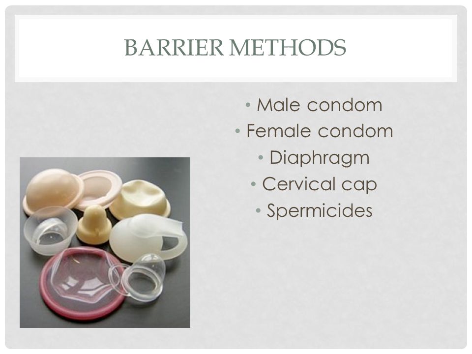 Barrier methods Male condom Female condom Diaphragm Cervical cap