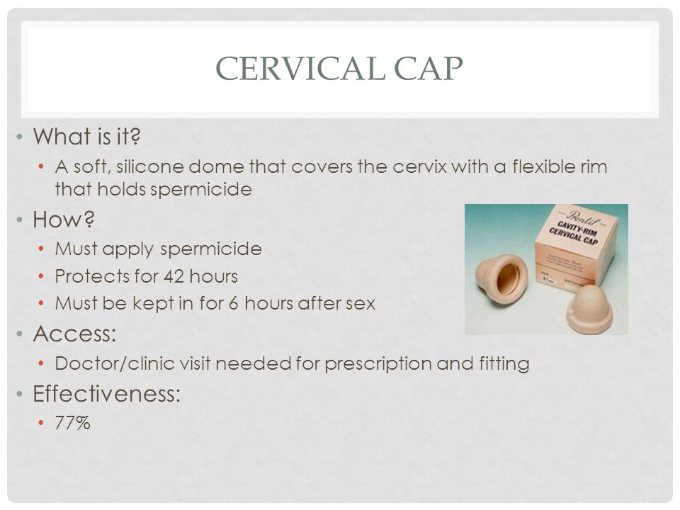 Cervical cap What is it How Access: Effectiveness: