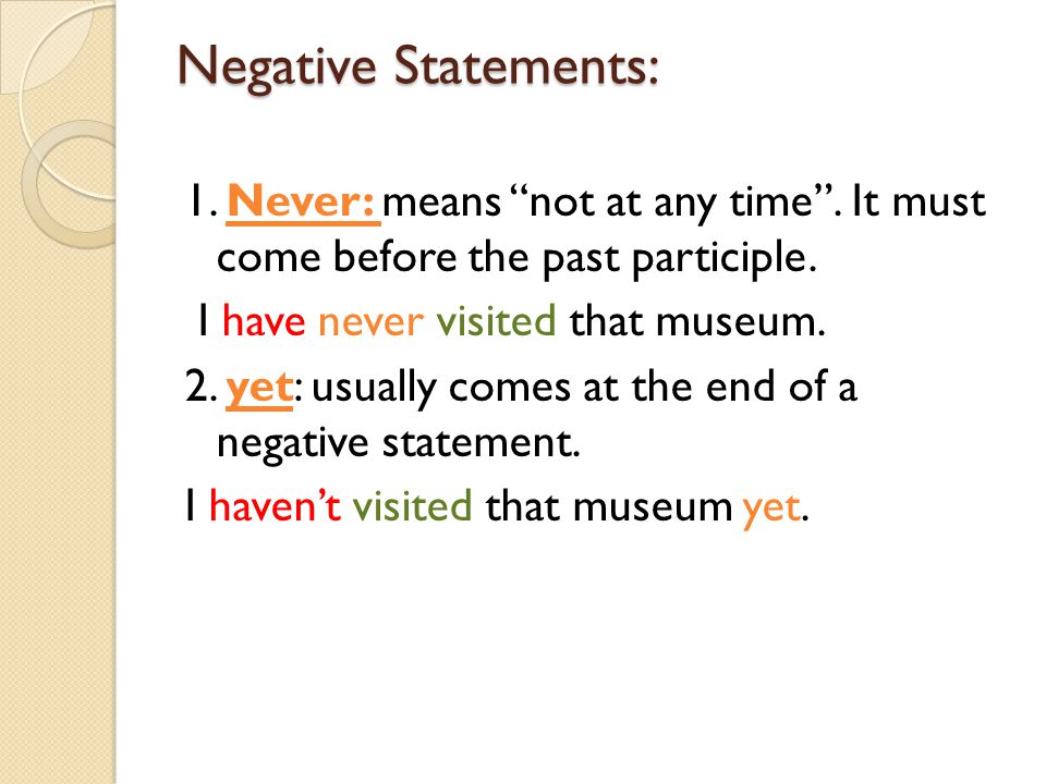 Negative Statements: