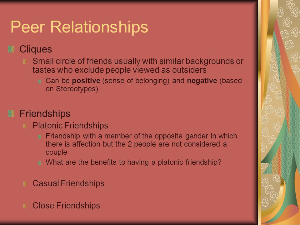 Peer Relationships Cliques Friendships