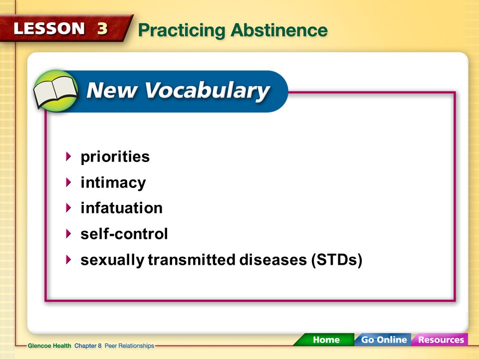 priorities intimacy infatuation self-control sexually transmitted diseases (STDs)