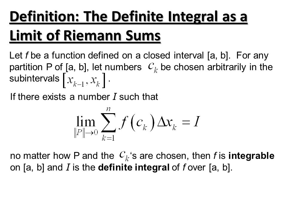 Definition: The Definite Integral as a Limit of Riemann Sums