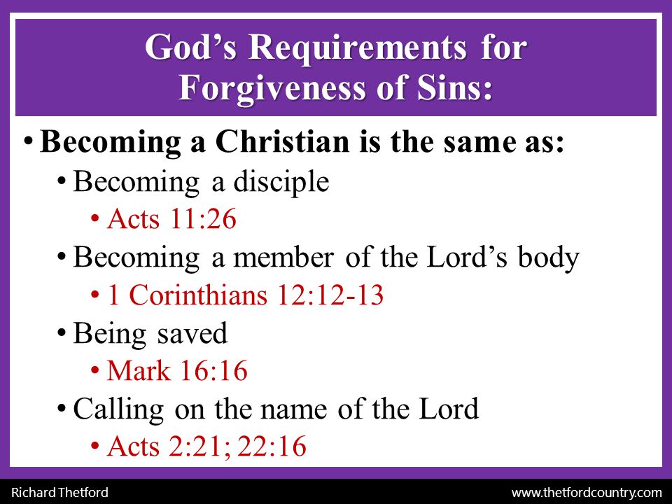 God’s Requirements for Forgiveness of Sins: