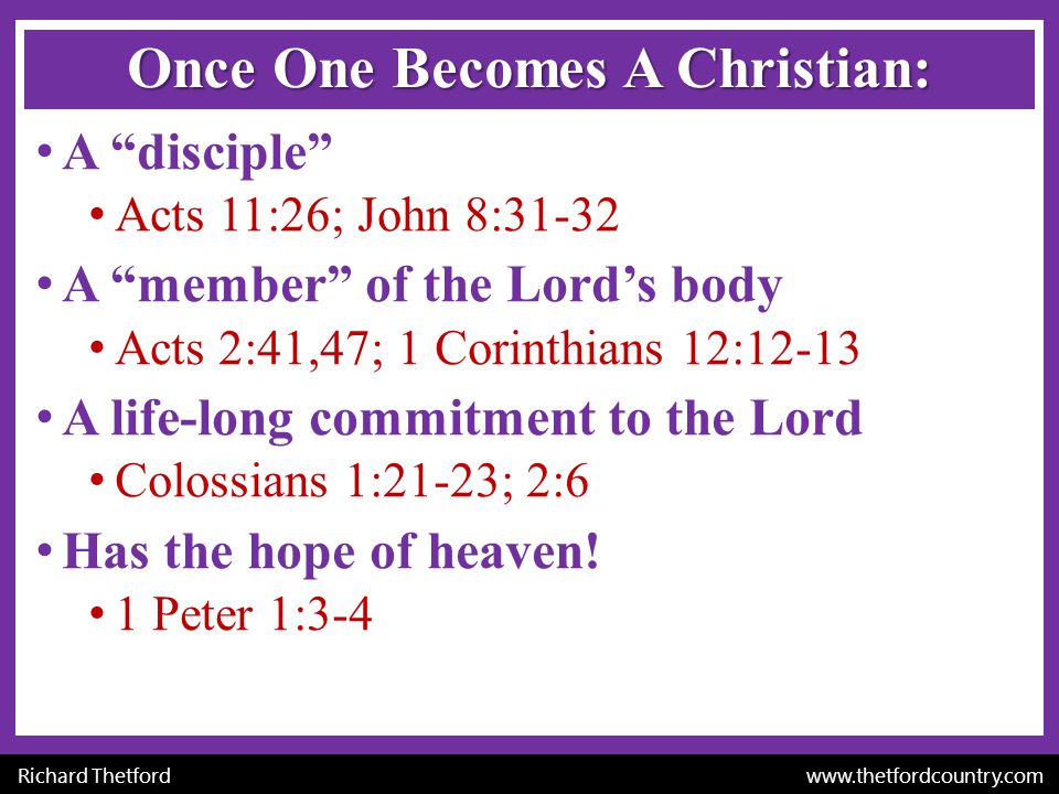 Once One Becomes A Christian:
