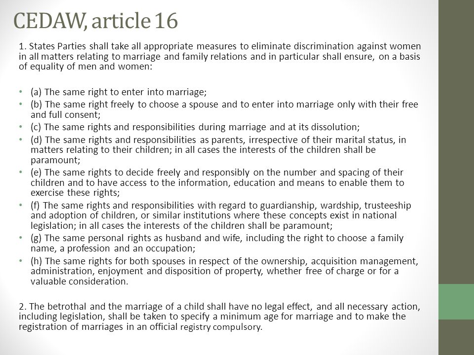 CEDAW, article 16