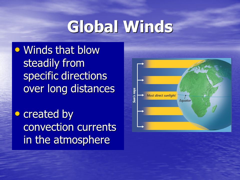 Global Winds Winds that blow steadily from specific directions over long distances.