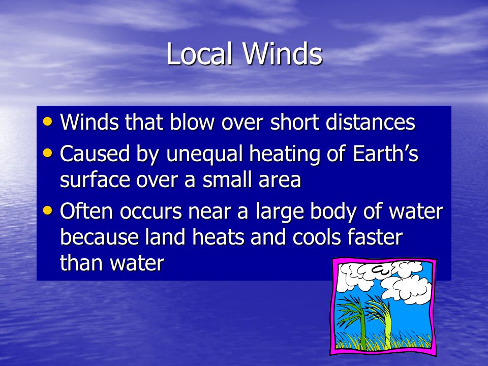Local Winds Winds that blow over short distances