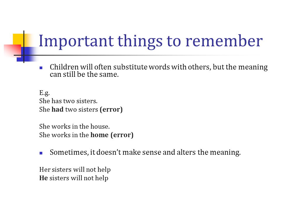 Important things to remember