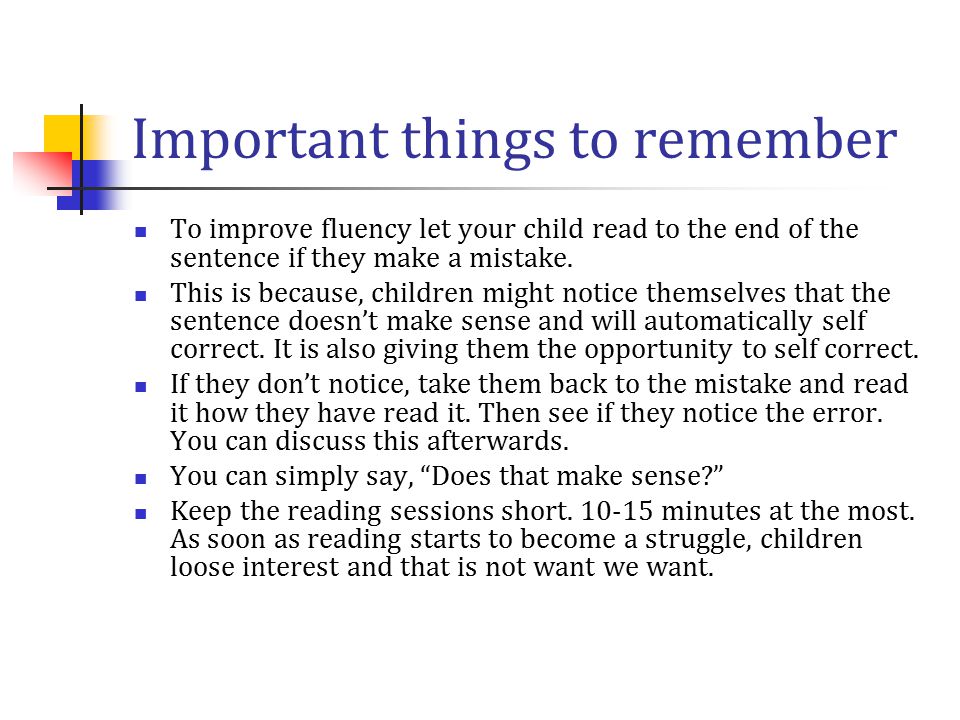 Important things to remember