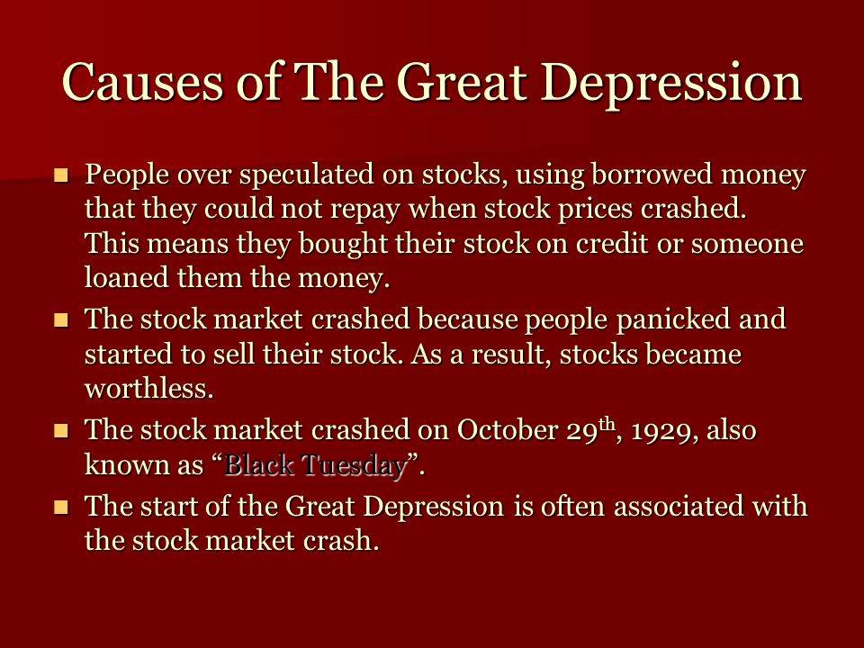 Causes of The Great Depression