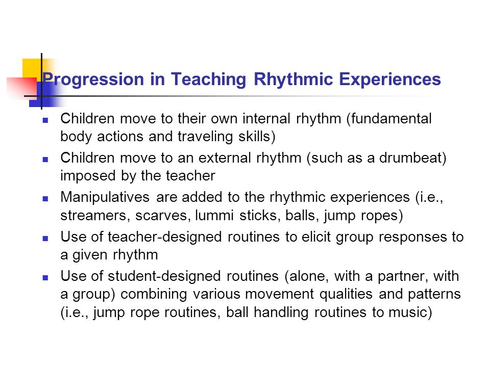 Progression in Teaching Rhythmic Experiences