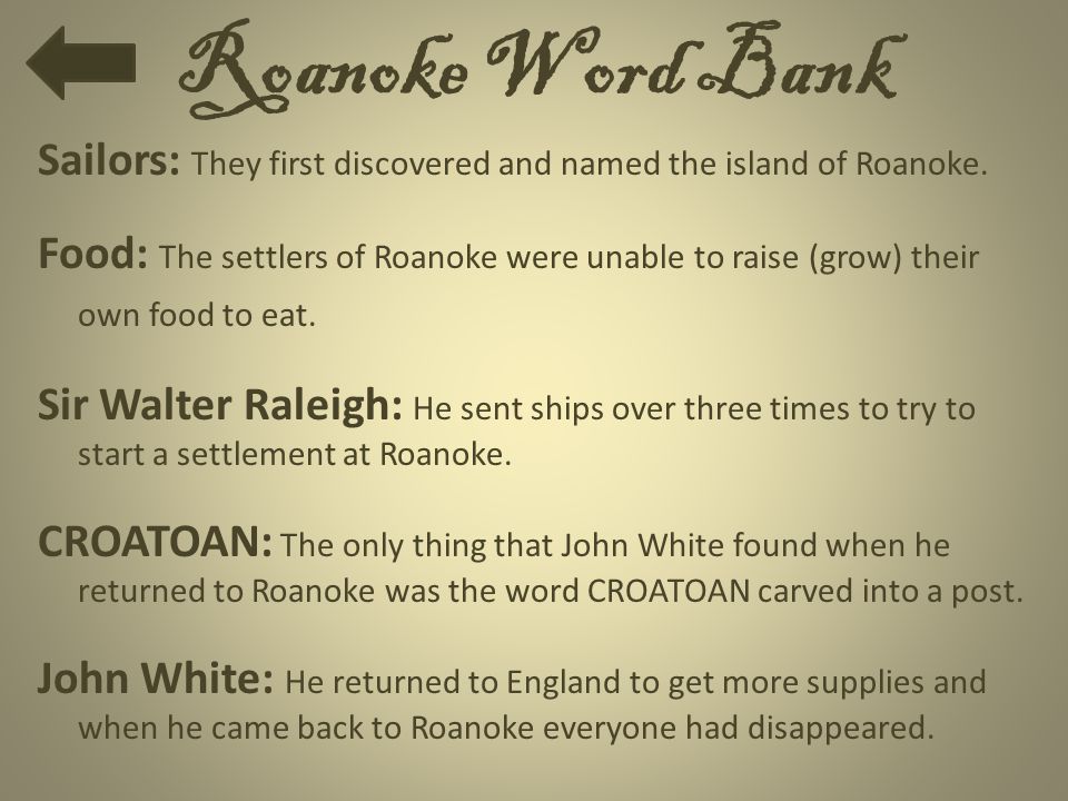 Roanoke Word Bank