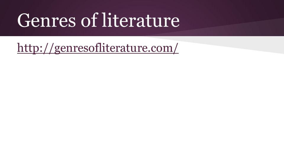 Genres of literature