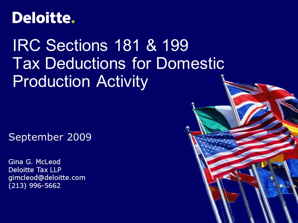 Contents Section 181: Section 199: Basics Qualified Production