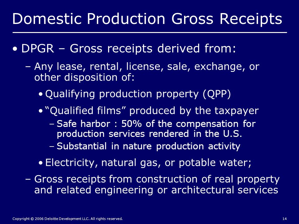 Production services rendered in the US