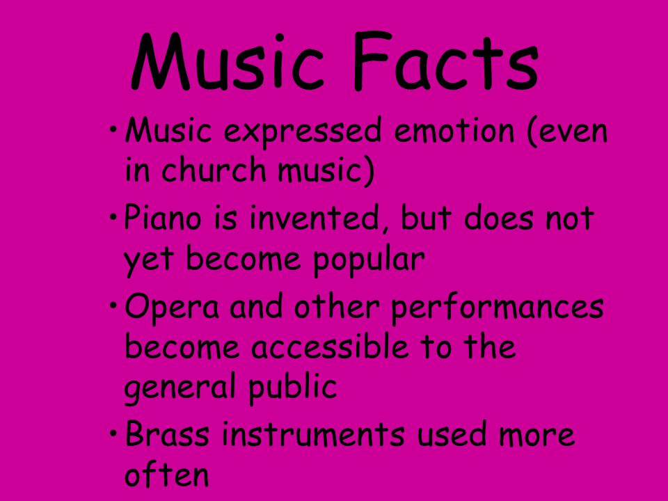 Music Facts Music expressed emotion (even in church music)