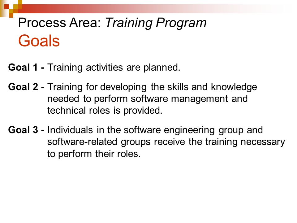 Process Area: Training Program Goals