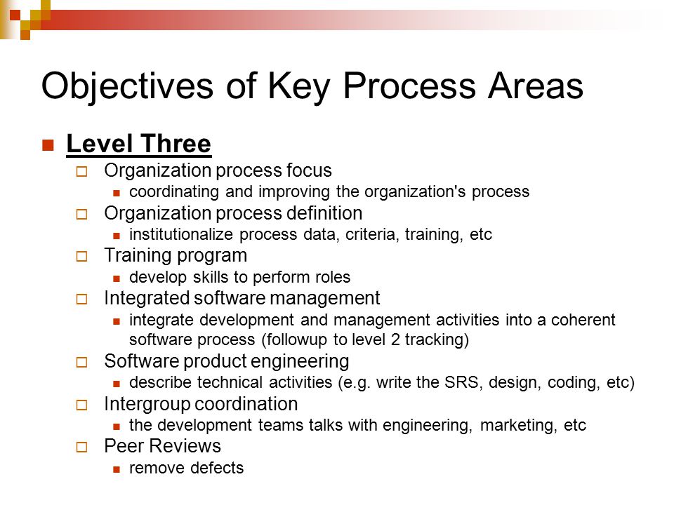 Objectives of Key Process Areas