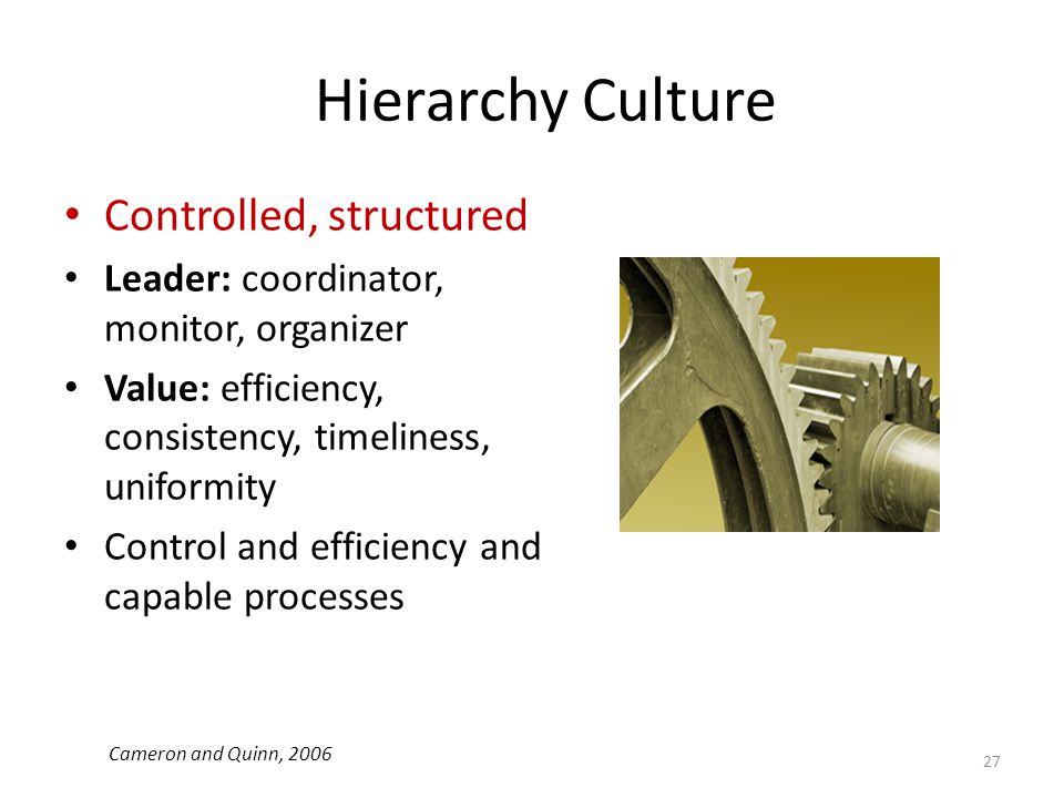 Hierarchy Culture Controlled, structured
