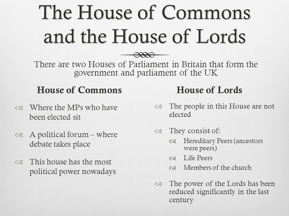 The House of Commons and the House of Lords