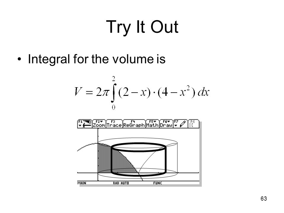 Try It Out Integral for the volume is
