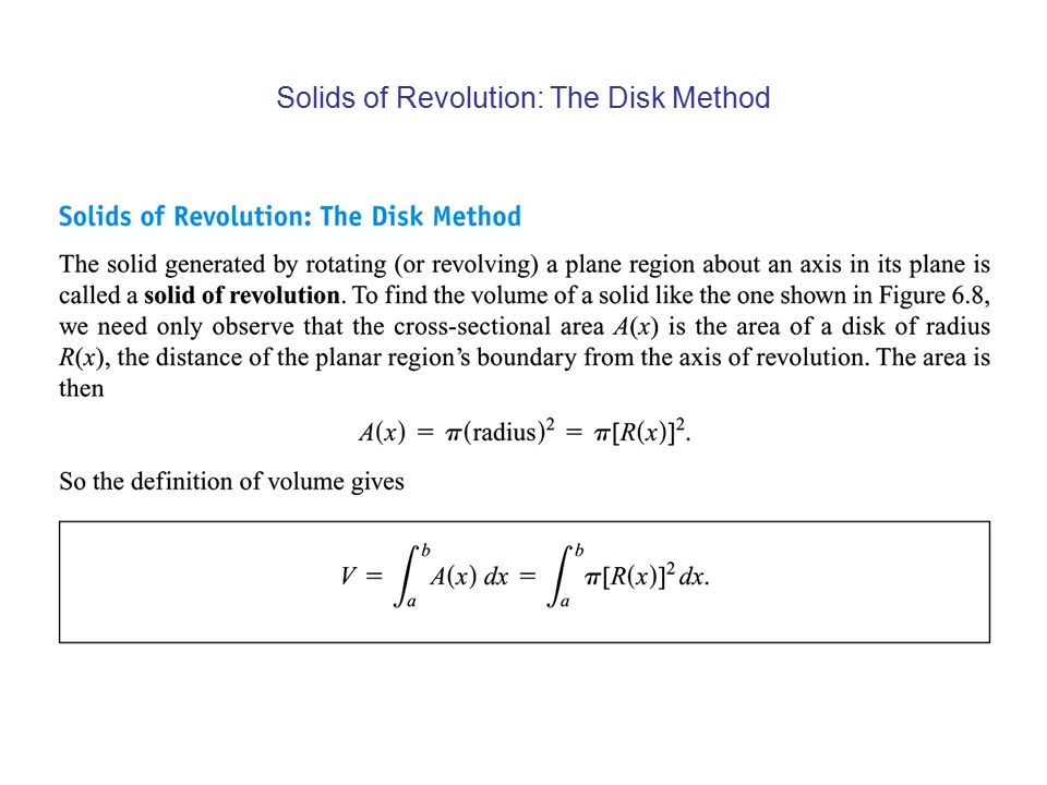 Solids of Revolution: The Disk Method
