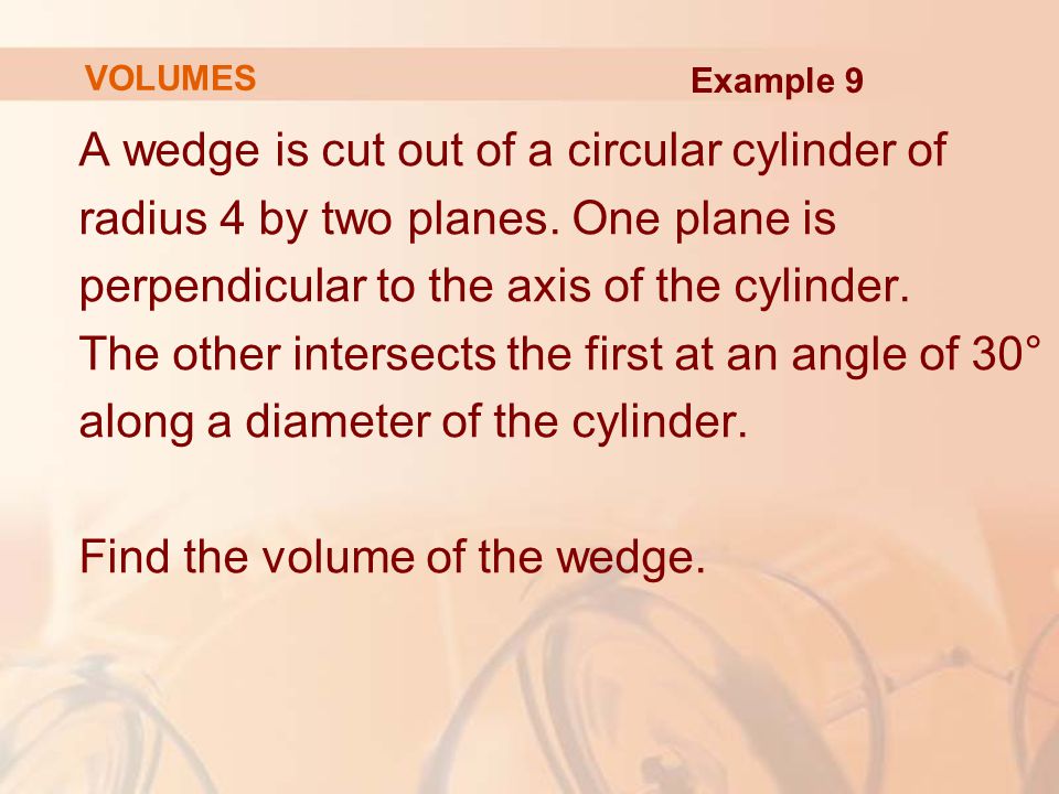 A wedge is cut out of a circular cylinder of