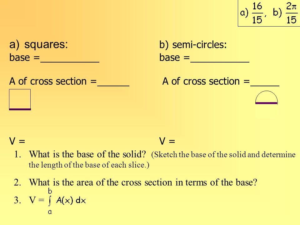 squares: b) semi-circles: