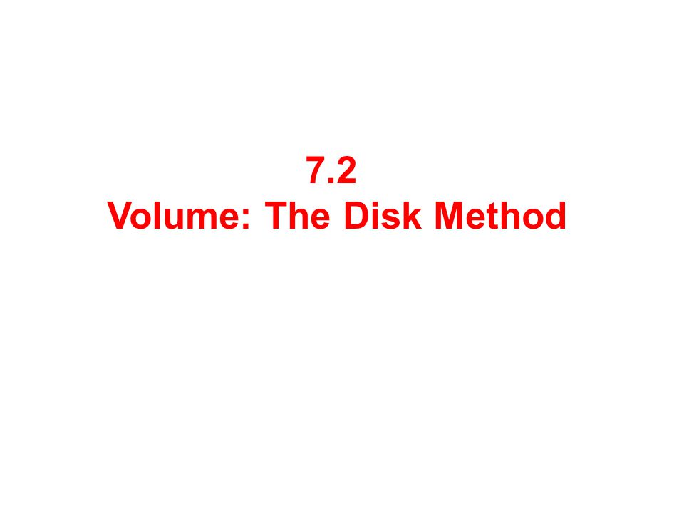 Volume: The Disk Method