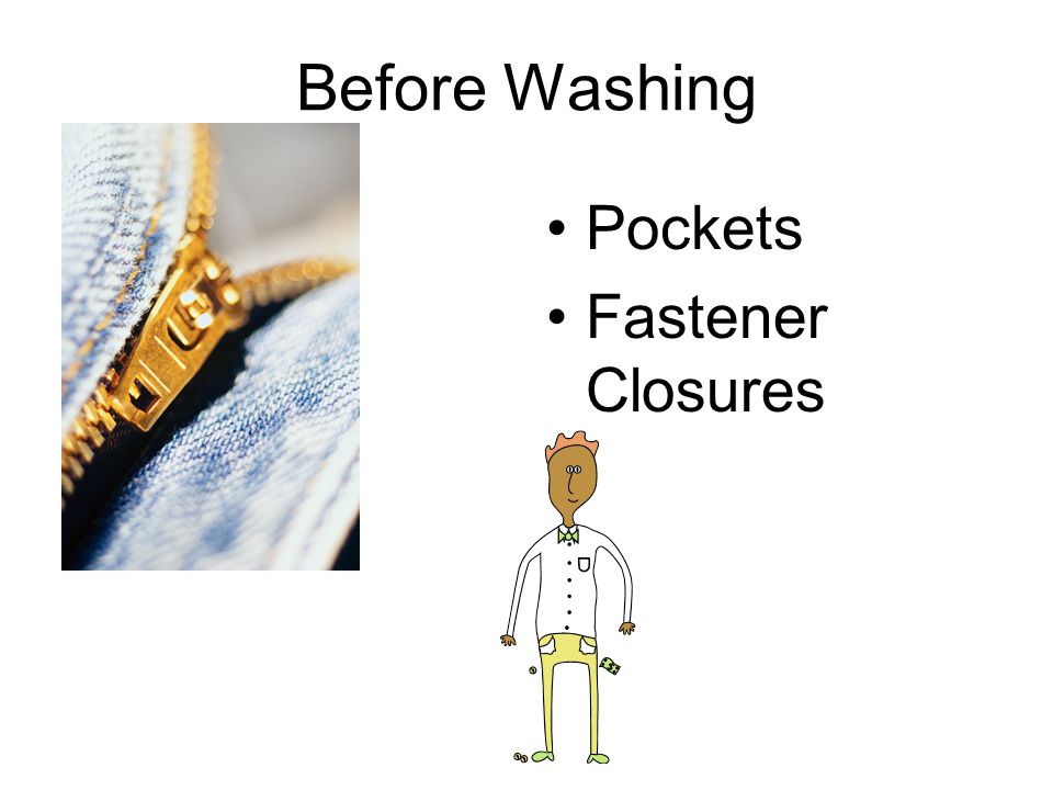Before Washing Pockets Fastener Closures