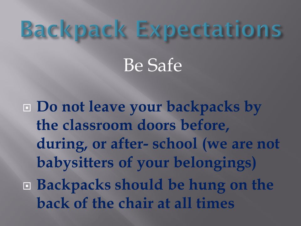 Backpack Expectations