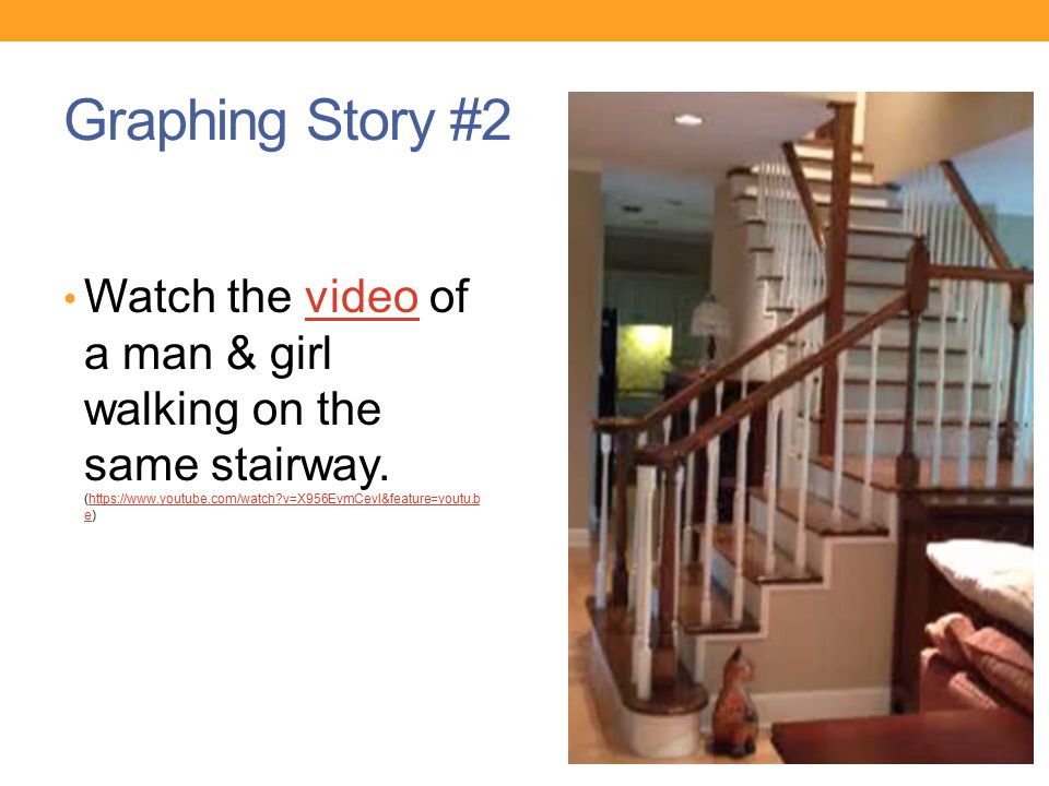 Graphing Story #2 Watch the video of a man & girl walking on the same stairway.