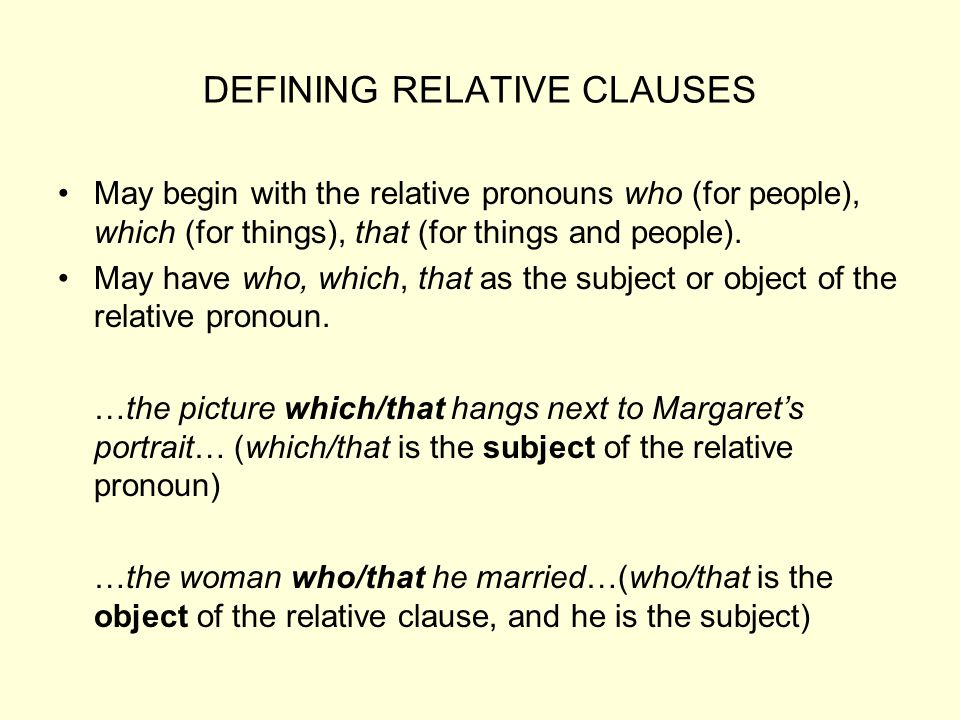 DEFINING RELATIVE CLAUSES