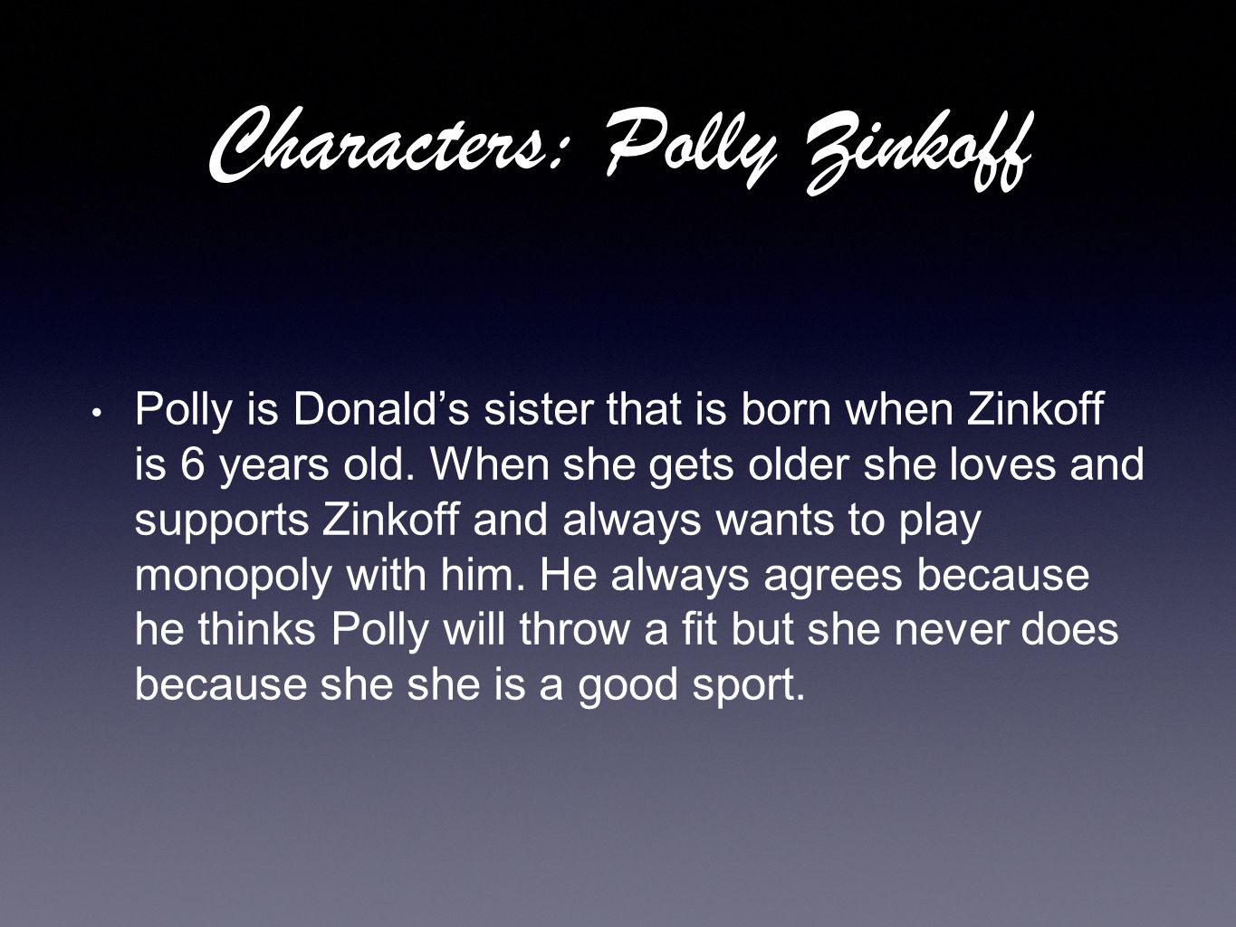 Characters: Polly Zinkoff