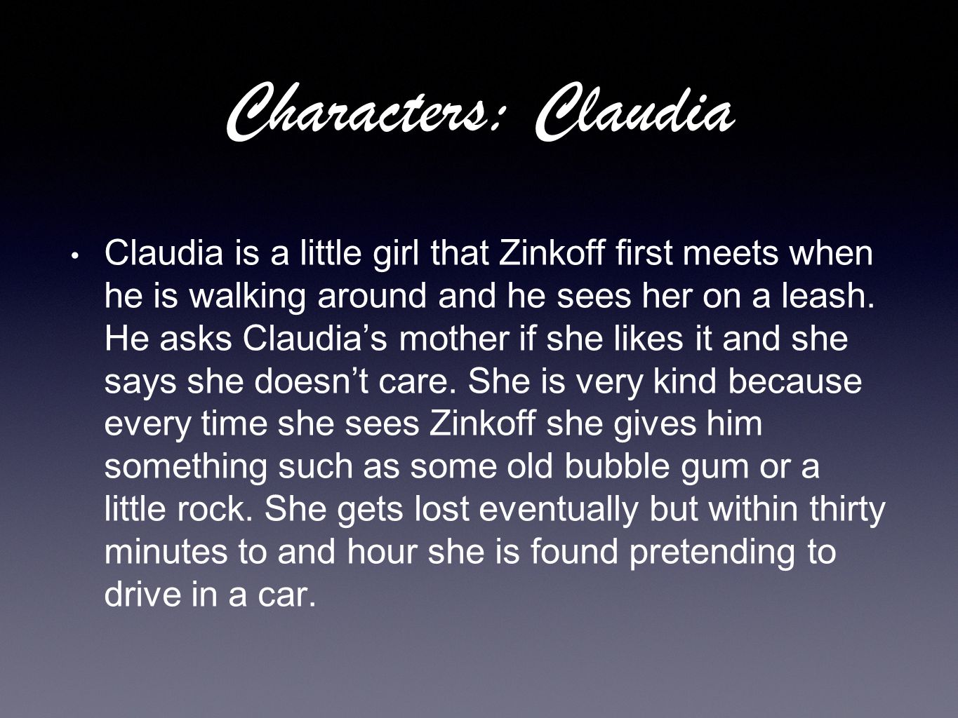 Characters: Claudia