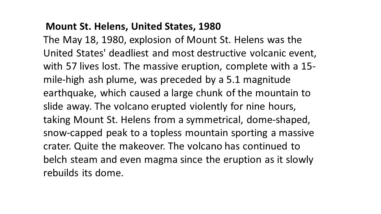 Mount St. Helens, United States, 1980