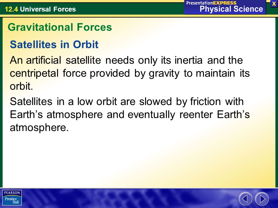 Gravitational Forces Satellites in Orbit.