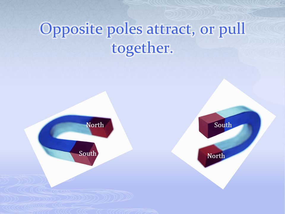 Opposite poles attract, or pull together.