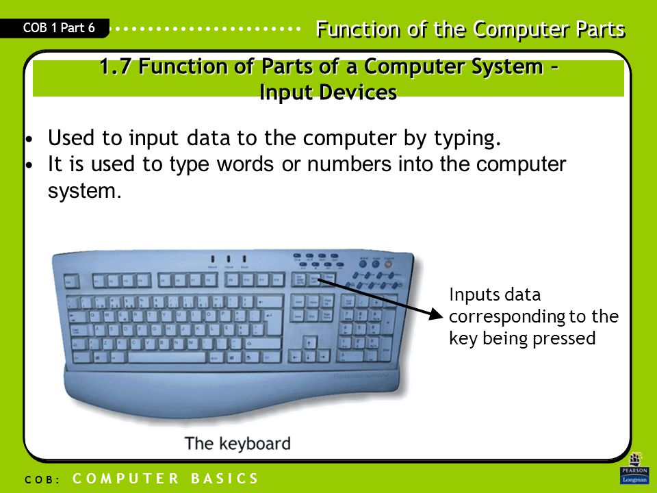 1.7 Function of Parts of a Computer System – Input Devices