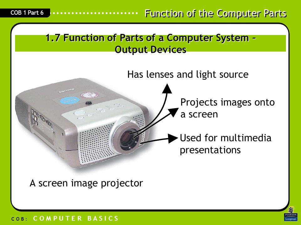 1.7 Function of Parts of a Computer System – Output Devices