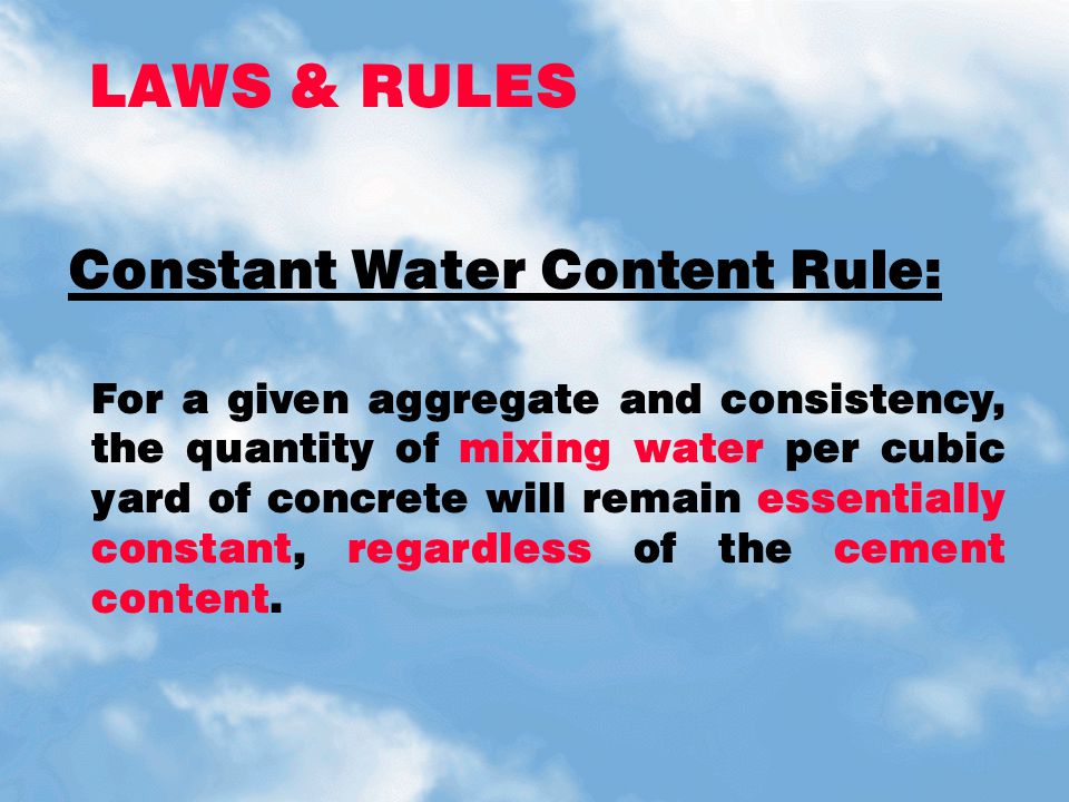 Constant Water Content Rule: