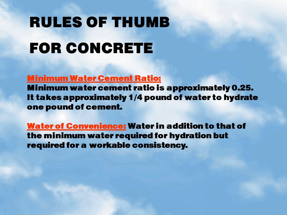 RULES OF THUMB FOR CONCRETE