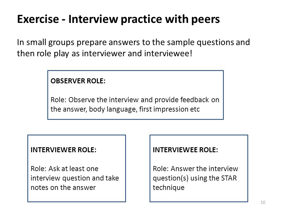 Exercise - Interview practice with peers