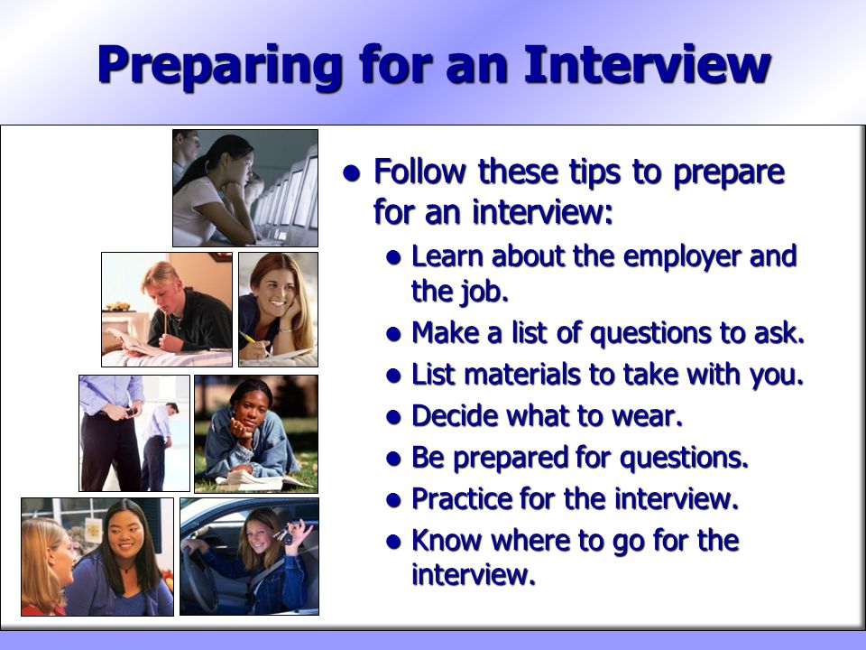 Preparing for an Interview