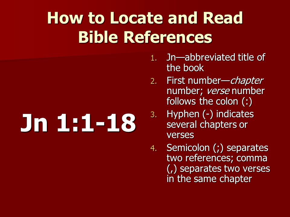 How to Locate and Read Bible References