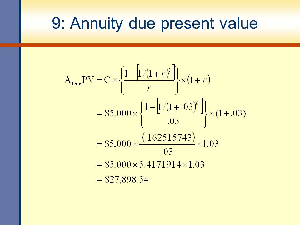 9: Annuity due present value